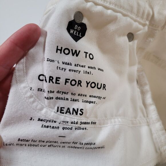 White High Rise Straight Leg Cropped Raw Hem Jeans Casual Denim - Picture 12 of 13